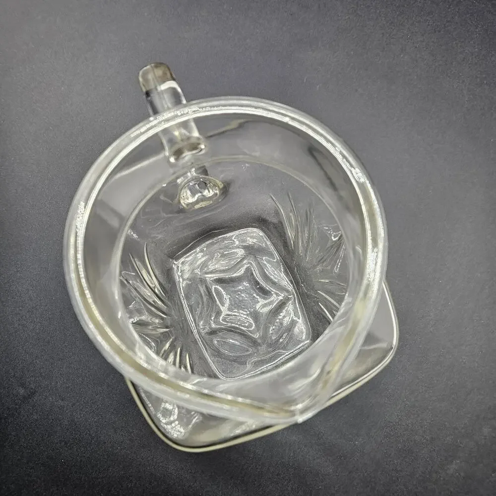 Vintage 1950’s Federal Clear Glass Juice Square Pitcher With Star On Bottom